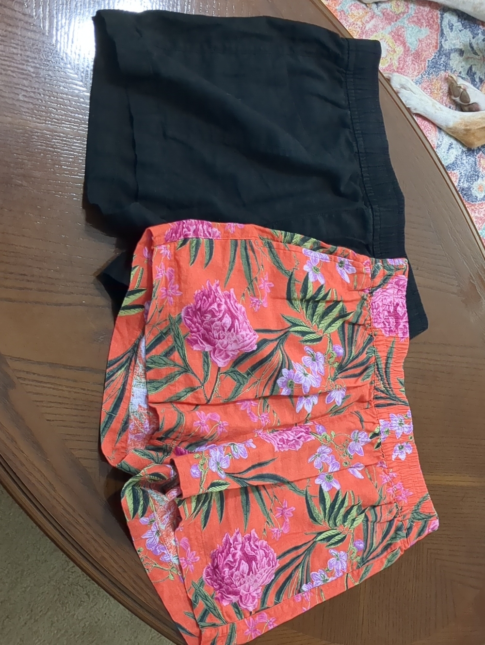 2 Old Navy Black & Orange Floral High-Waist Women’s Shorts Set